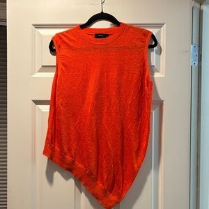 THEORY Asymmetrical Shell crew neck tank in linen blend